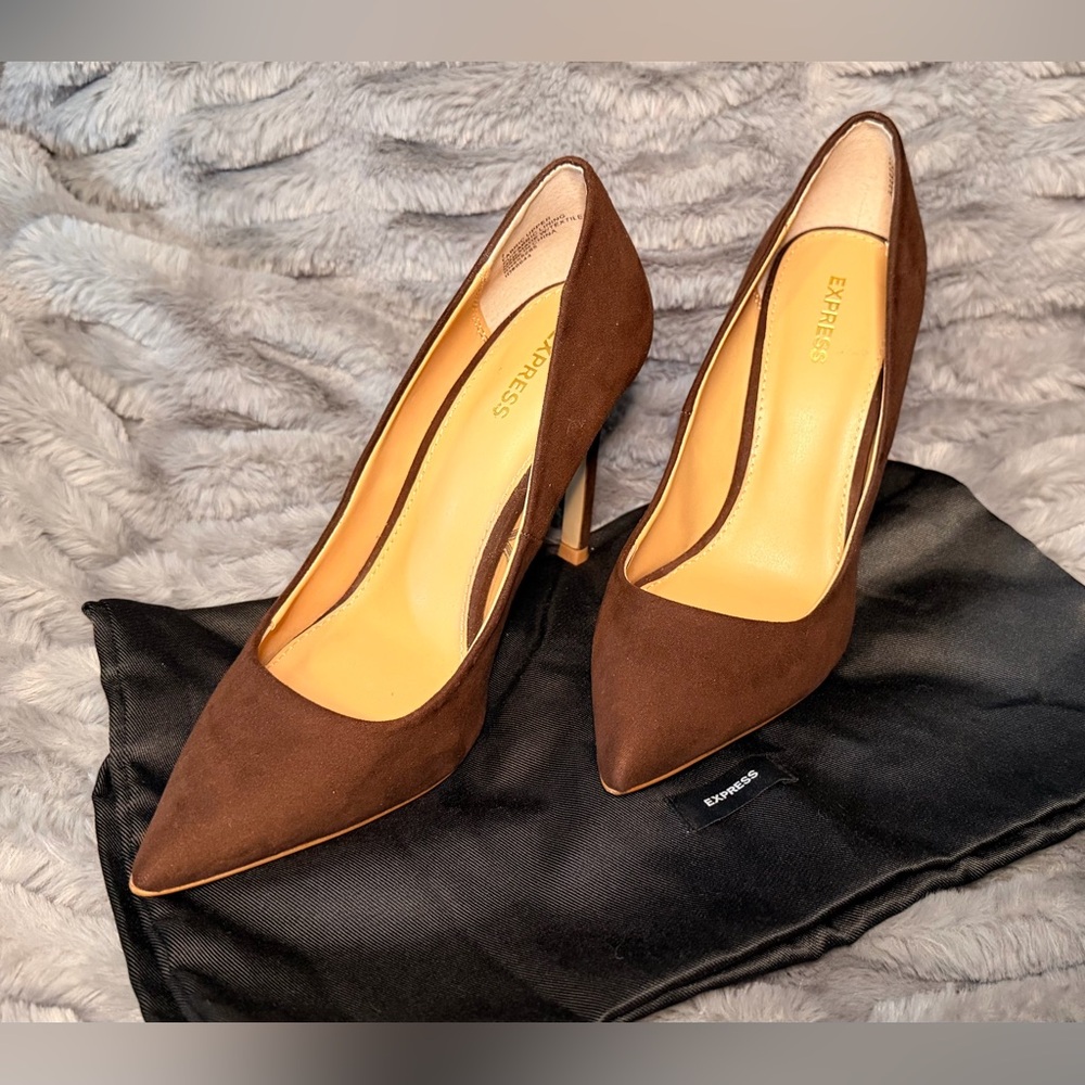 Express Suede Chocolate Brown Women's Heels